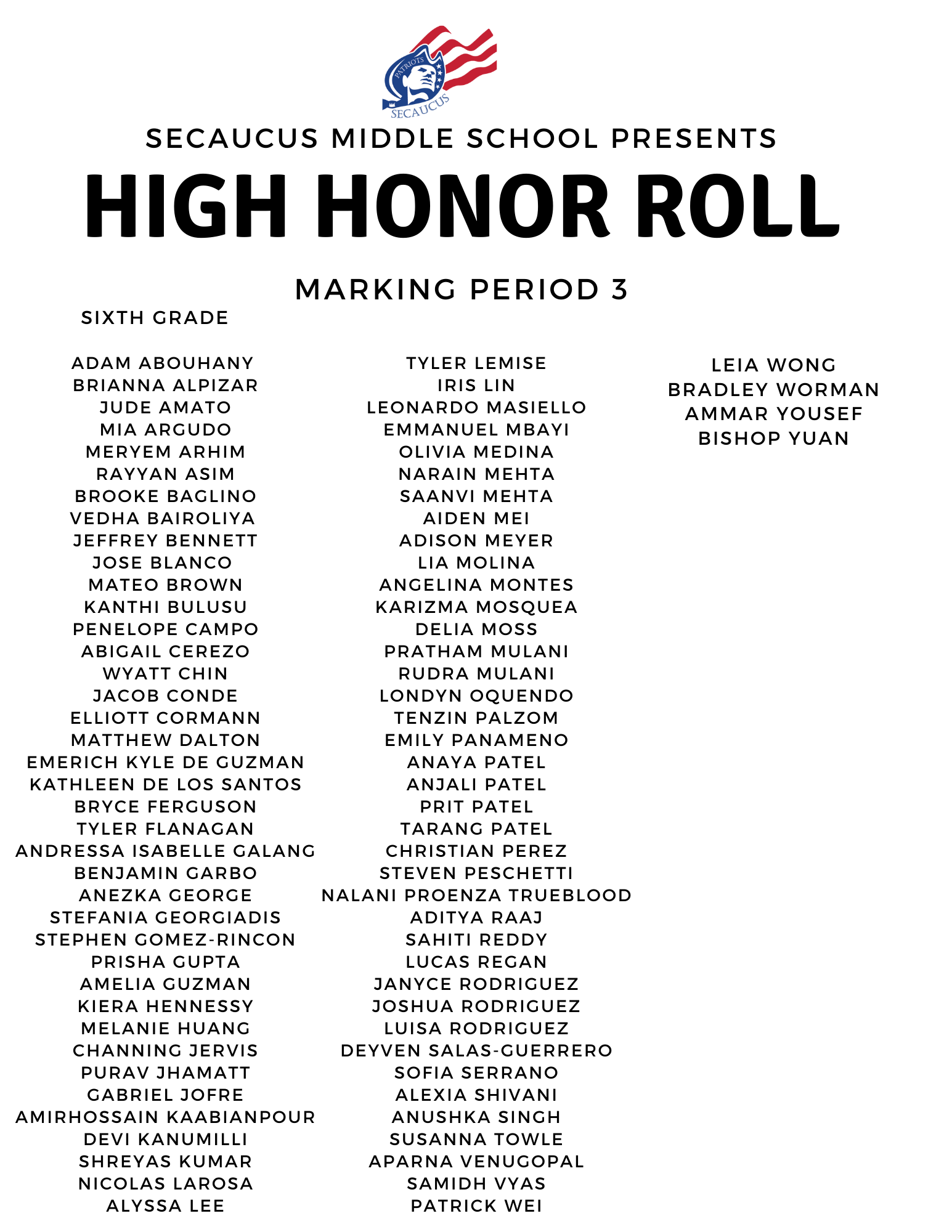 high honors 6th